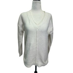 Max Studio Off White V  Neck Boxy Fit Pullover Sweater Size XS S
